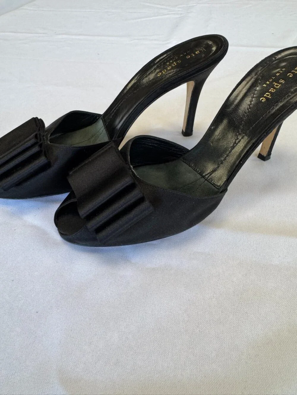 Kate Spade Peep Toe Bow Satin Evening Heels Vintage Size 7